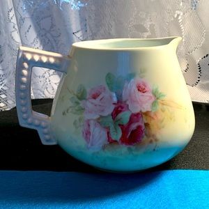Large Bavarian China milk jug excellent vintage rose 🌹 holds about 1/2 gallon